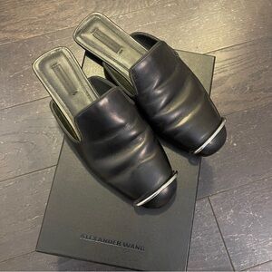 Alexander Wang Black leather Jaelle Slides slip on loafers size 38.5